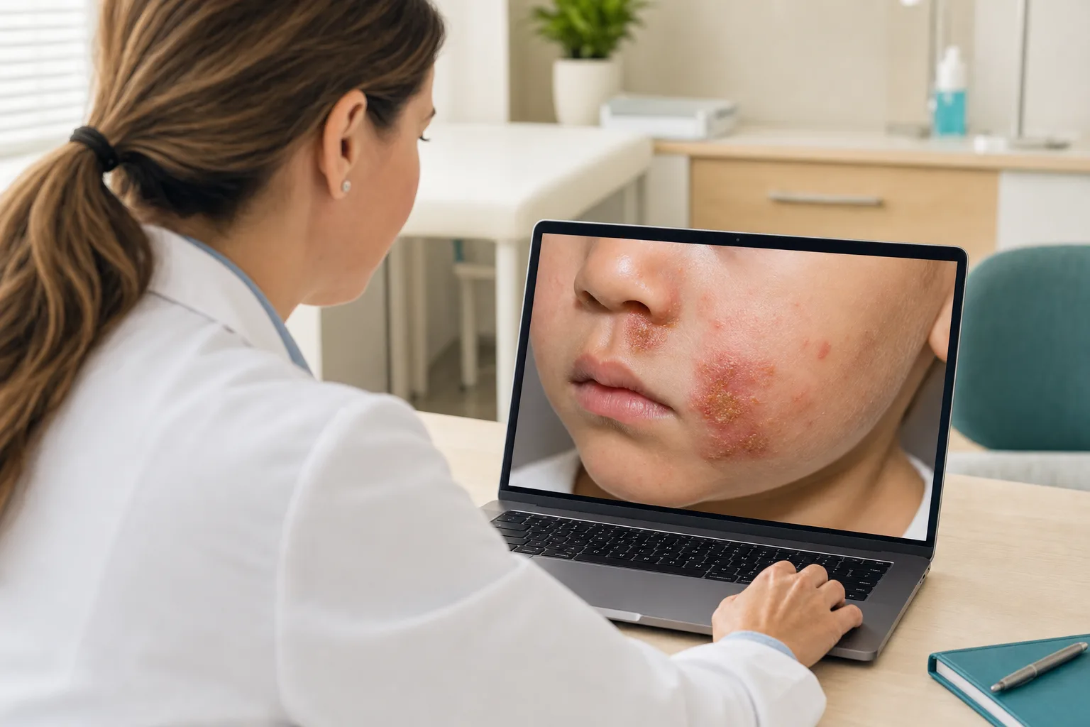 Dermatologas nuotoliniu būdu vertina impetigos atvejį